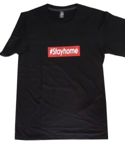 画像1: STAYHOMEシャツ(黒)