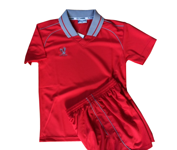 フライホーク襟付き子供用オリジナルユニフォーム上下セット 赤 サッカー専門店ウエラー